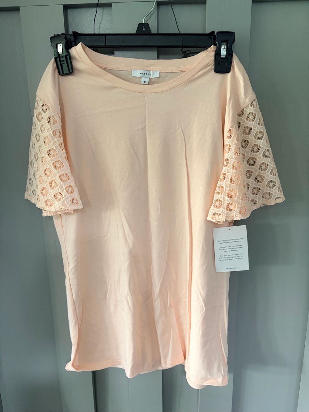 Stella & Dit Peach Lace-Sleeve Women's Top - NWT